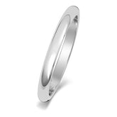 A classic D-shape polished wedding ring in platinum or white gold, shown from the side on a white background.